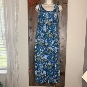Dress Addict Anthropologie Blue Floral Sleeveless Jumpsuit Romper Balloon Leg XS